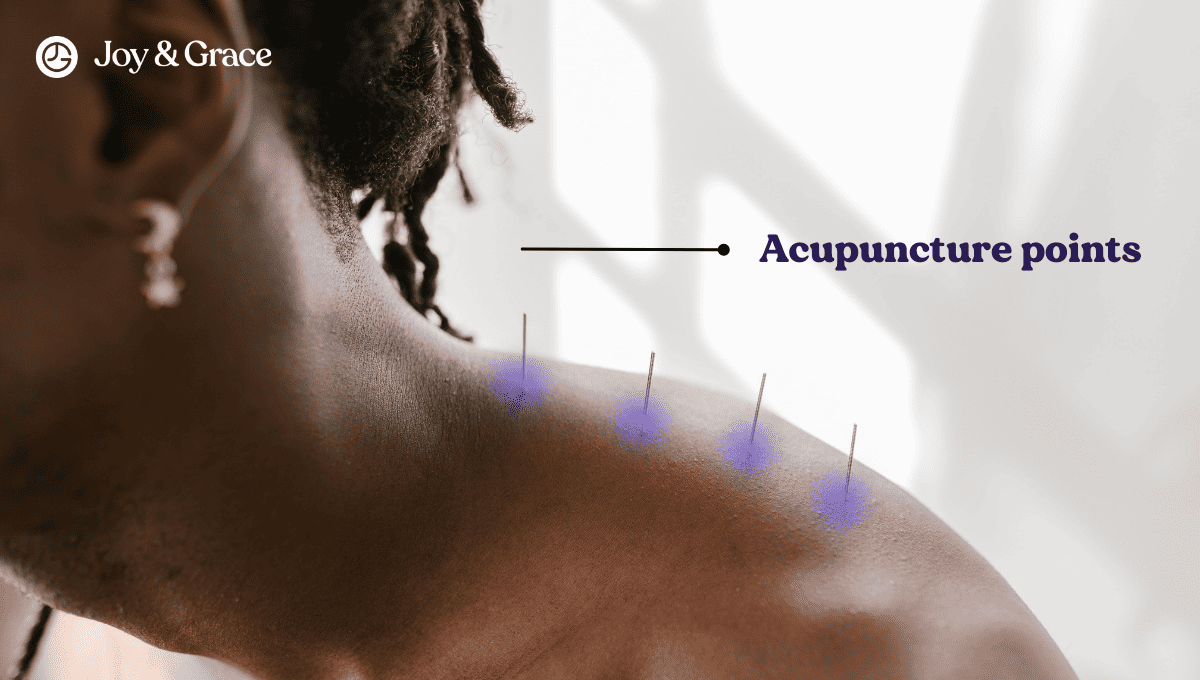 a person showing acupuncture points in neck