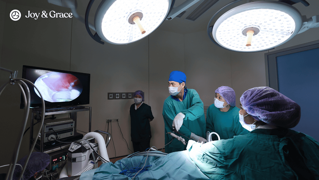 medical personnel performing surgery in a hospital room