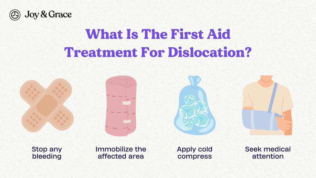 a cartoon illustration showing what is the first aid treatment for dislocation