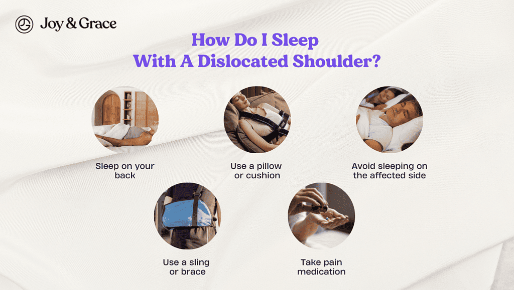 various of images showing how to sleep with a dislocated shoulder