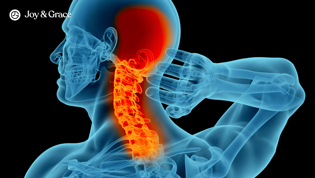 a 3d image of the neck of a person with pain