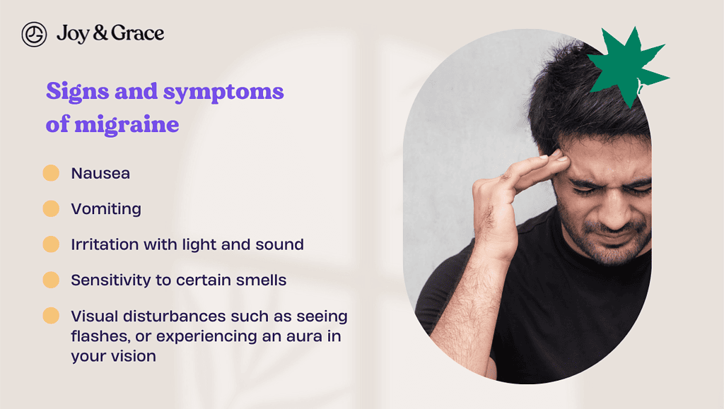 a man experiencing signs and symptoms of migraine