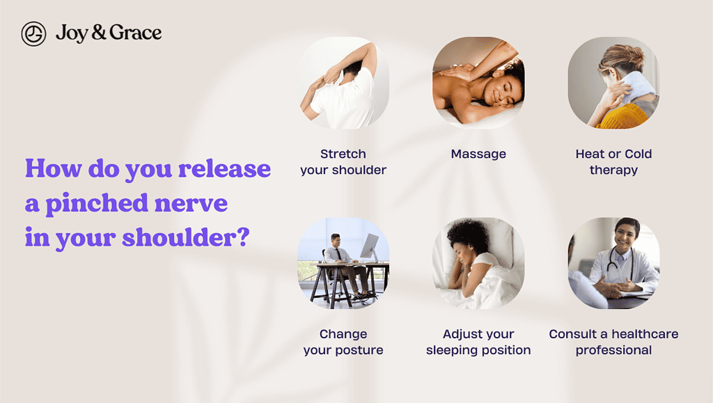 a poster on how do you release a pinched nerve in your shoulder