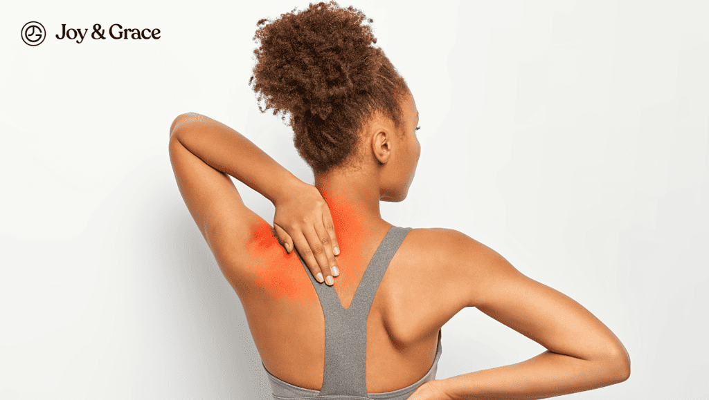 a woman has been covered in pain while holding her back