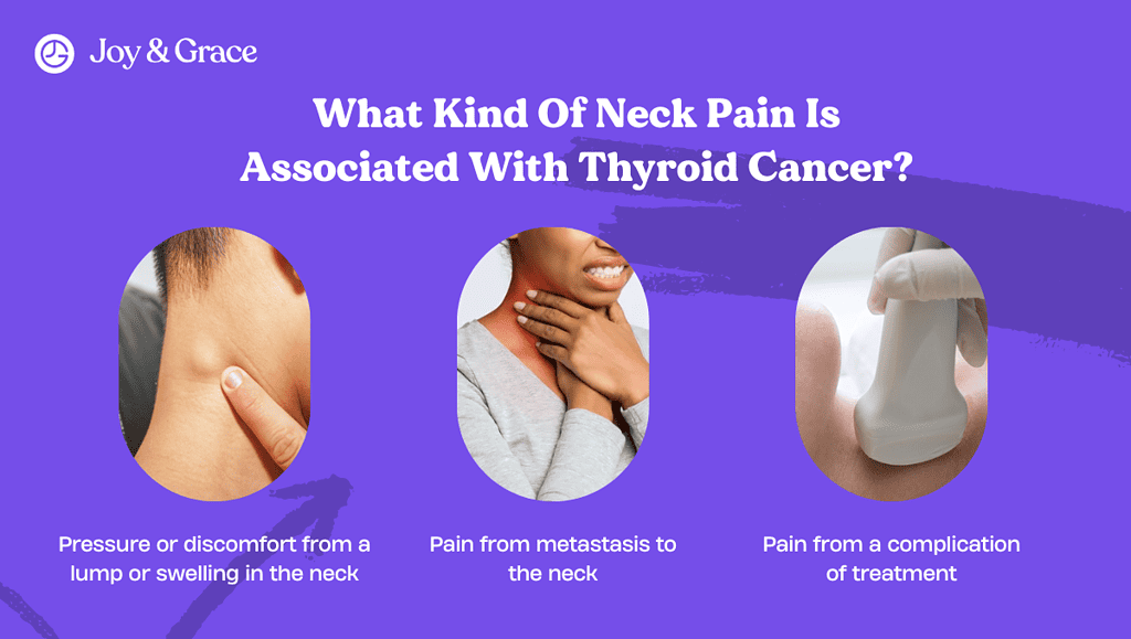 three pictures depicting what kind of neck pain is associated with thyroid cancer