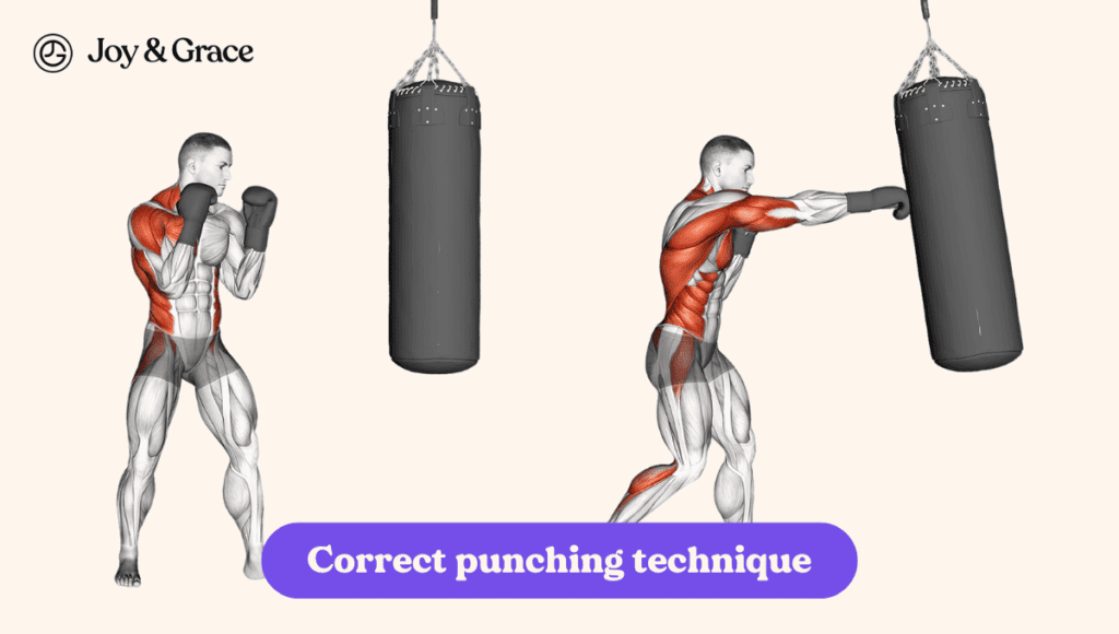 Improve punching technique to prevent shoulder pain.