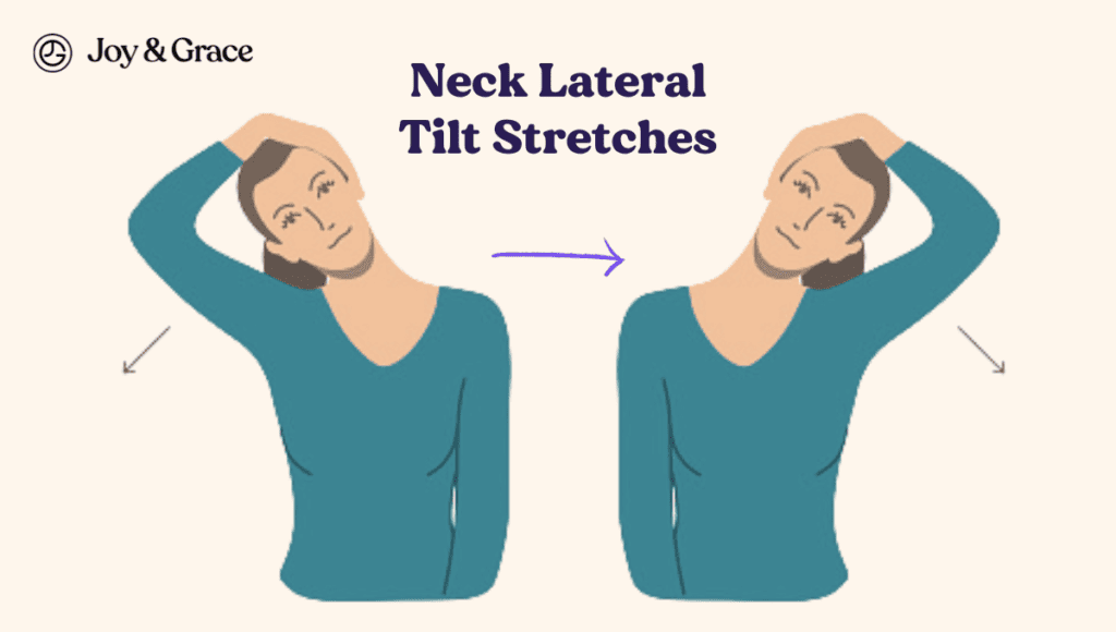 Neck lateral tilt stretches for left side neck pain relief.