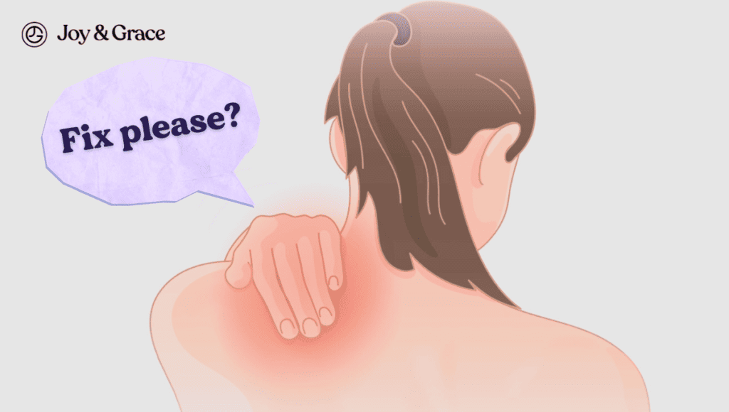 A woman's back with pain, fix please?
