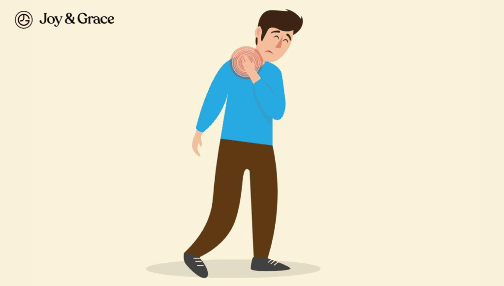 An illustration of a man walking while holding a ball.