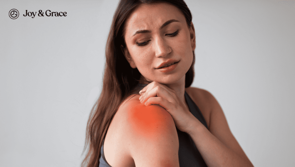 A woman seeking relief from shoulder pain receives a cortisone shot to target the affected nerve.